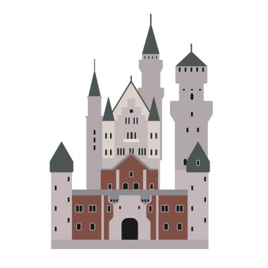 Beyaz üzerine Castle düz illüstrasyon