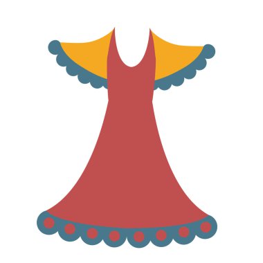 Beyaz kırmızı ve sarı elbise düz illüstrasyon