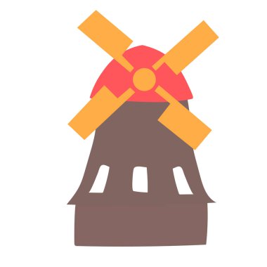 Beyaz üzerinde yel değirmeni düz illüstrasyon