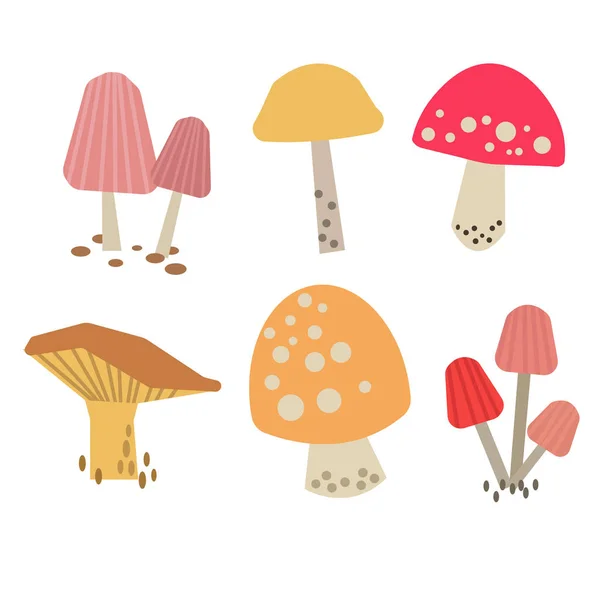 Mushroom pattern flat illustration on white — Stock Vector