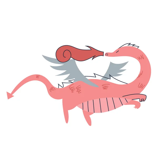Dragón ilustración plana en blanco — Vector de stock