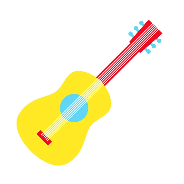 Gele gitaar platte illustratie op wit — Stockvector