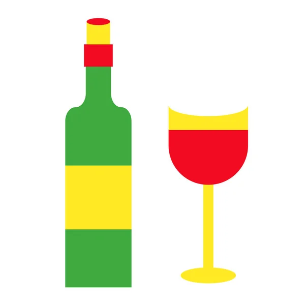 Botella de vino ilustración plana sobre blanco — Vector de stock