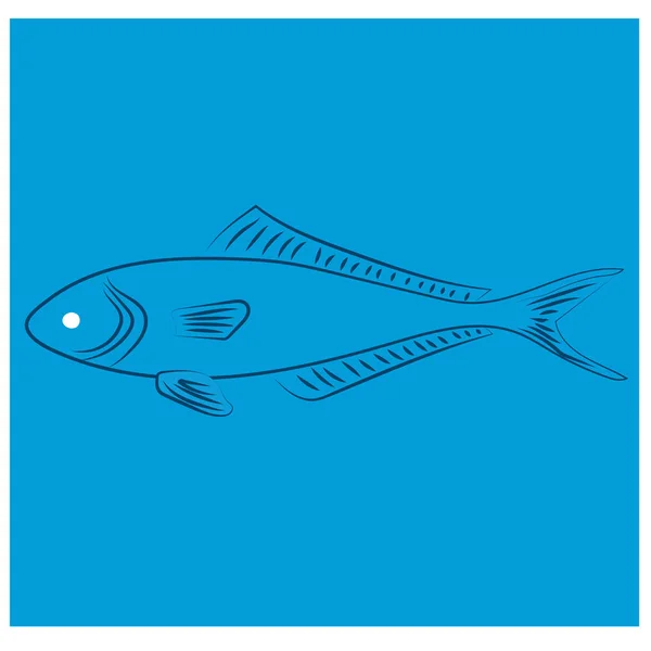 Illustration plate poisson bleu design — Image vectorielle