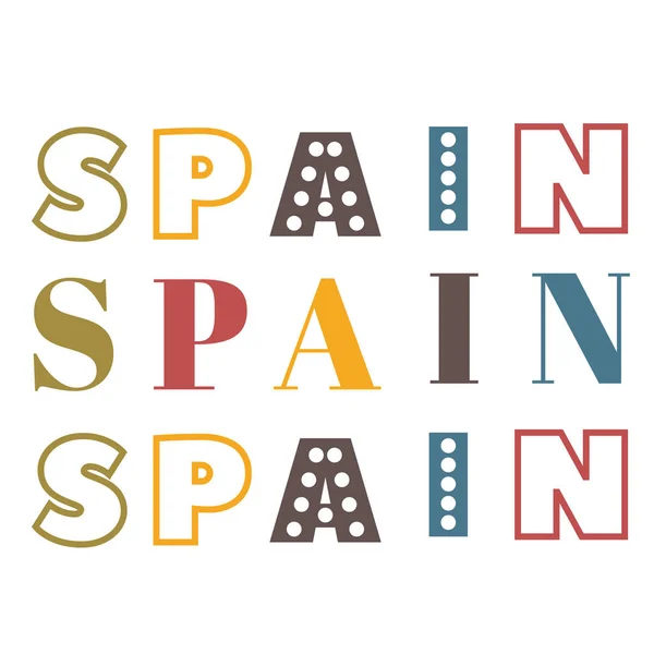 Word Spain flat illustration on white — ストックベクタ