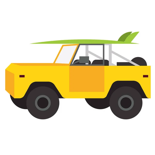 Diseño de ilustración plana coche amarillo — Vector de stock