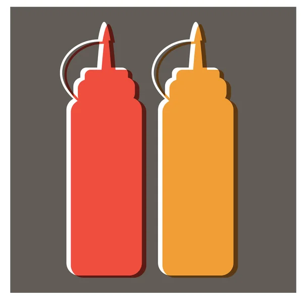 Desain ilustrasi datar saus tomat dan mustard - Stok Vektor