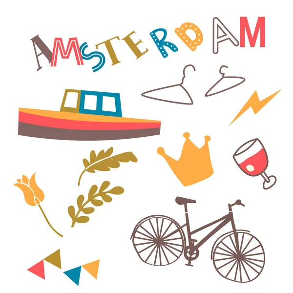 Modèle Amsterdam illustration plate sur blanc — Image vectorielle