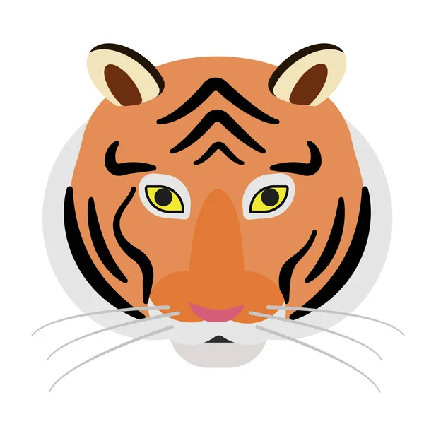 Плоский рисунок лица тигра — стоковый вектор