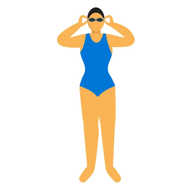 Mujer en traje de baño plano ilustración diseño — Archivo Imágenes Vectoriales
