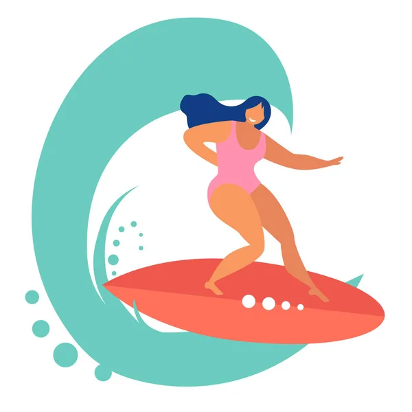Surfen Frau flache Illustration Design — Stockvektor