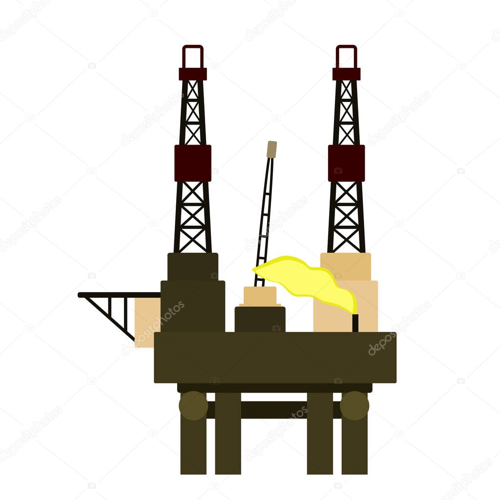 Oil platform flat illustration on white