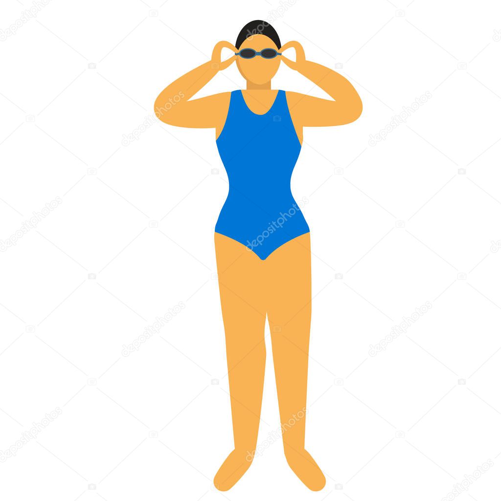 Femme en maillot de bain dessin graphique plat.