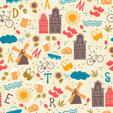 Amsterdam desen dikişsiz tasarım grafiği