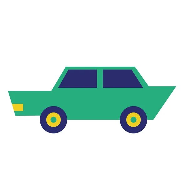 Grünes Auto isoliert auf weißem Hintergrund — Stockvektor