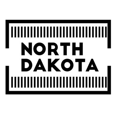 Beyaz arka planda Kuzey Dakota damgası