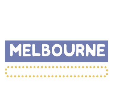 Beyaz arka planda Melbourne damgası