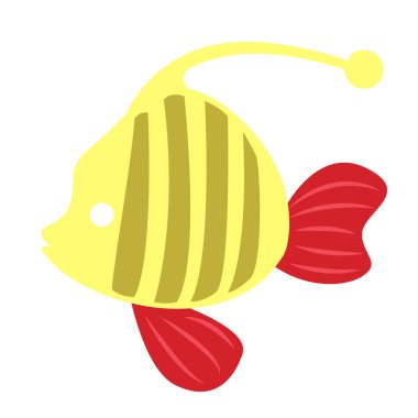 Beyaz arka plan üzerinde sarı balık basit illüstrasyon