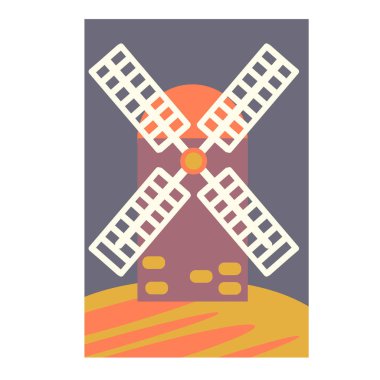 Beyaz arka plan üzerinde yel değirmeni basit illüstrasyon