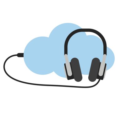 Beyaz arka plan üzerinde bulut müzik basit illüstrasyon