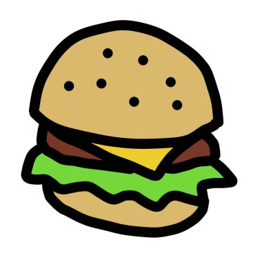 Beyaz arka planda hamburger basit Illustration