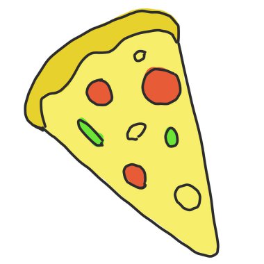 Beyaz arka planda pizza basit Illustration parçası