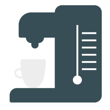 Beyaz arka plan üzerine kahve makinesi basit illüstrasyon