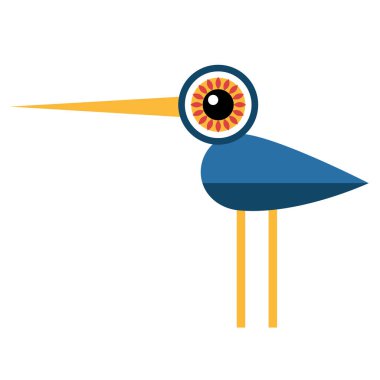 Beyaz arka planda mavi kuş illüstrasyonu