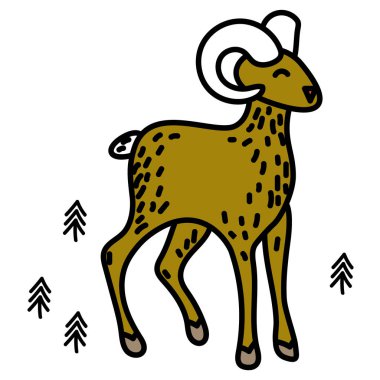 Beyaz arka planda dağ keçi illüstrasyon