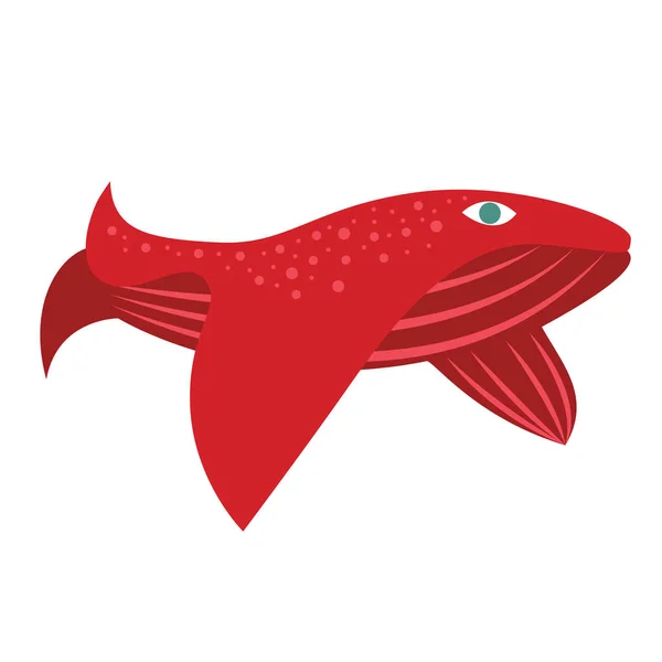 Baleine rouge illustration simple sur fond blanc — Image vectorielle