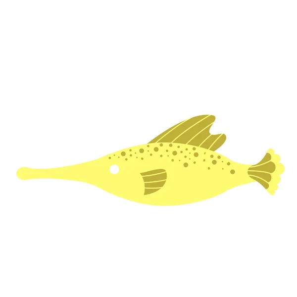 Yellow fish simple illustration on white background — Stock Vector