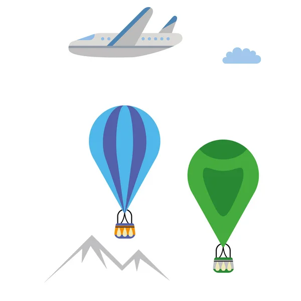Hotair ballonnen eenvoudige illustratie op witte achtergrond — Stockvector