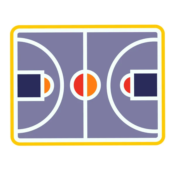 Campo de baloncesto ilustración simple sobre fondo blanco — Vector de stock