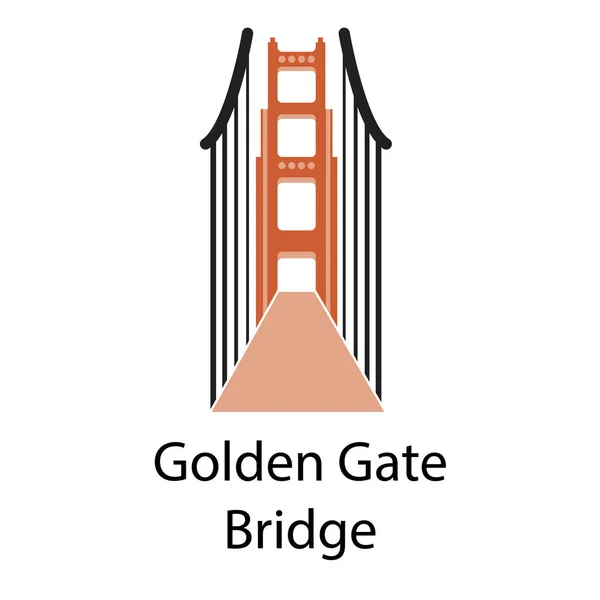 Golden gate ponte semplice illustrazione su sfondo bianco — Vettoriale Stock