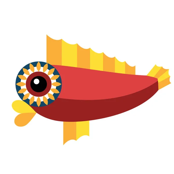 흰색 배경에 빨간 물고기 그림 — 스톡 벡터
