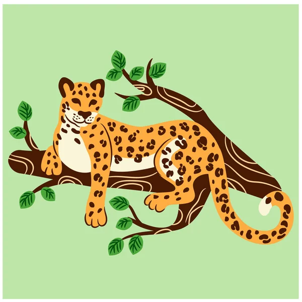 Cheetah illustration on beige background — Stock Vector