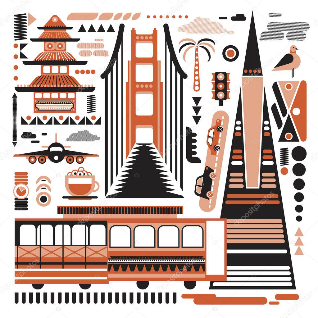 San-Francisco pattern simple illustration on white background