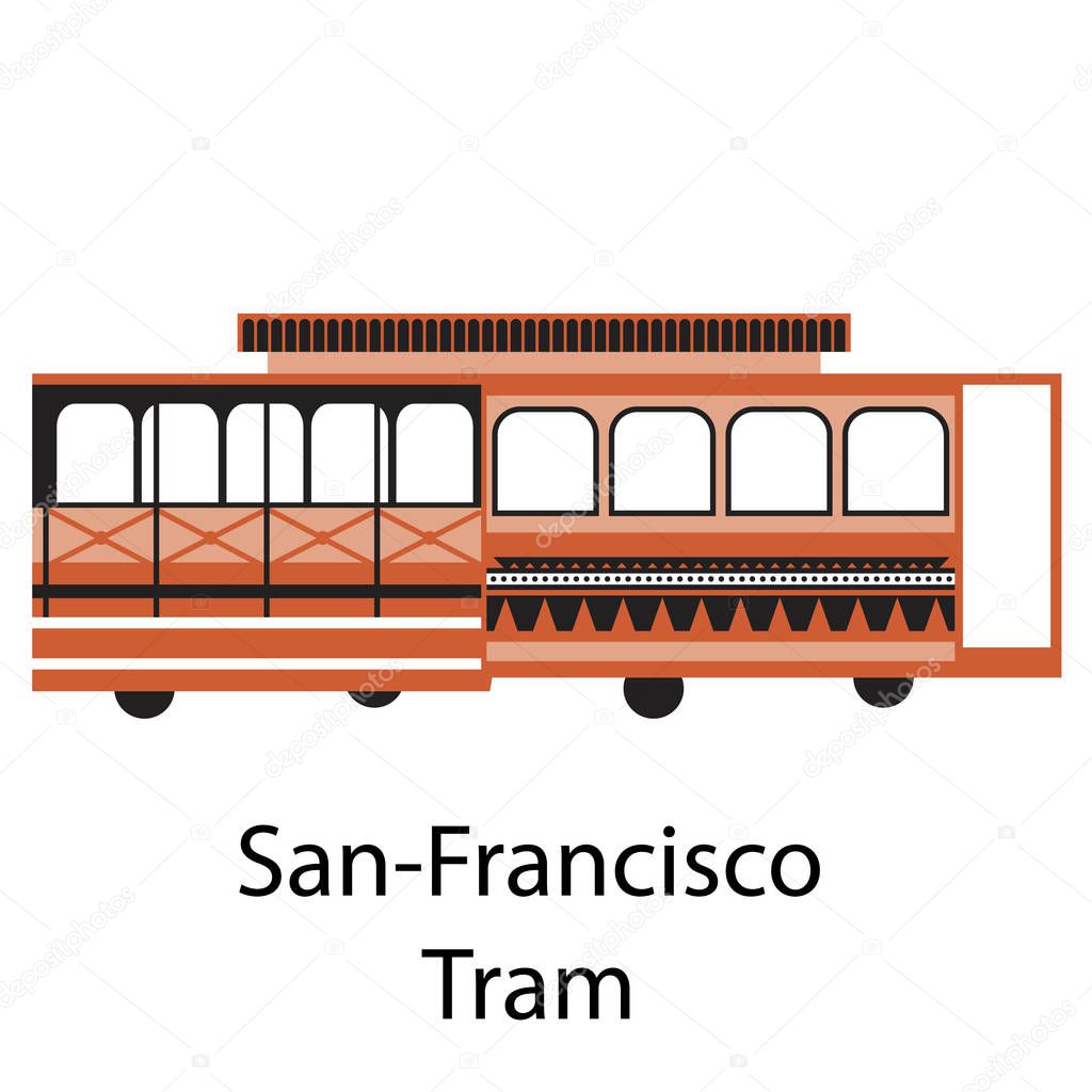 San-Francisco tram simple illustration on white background