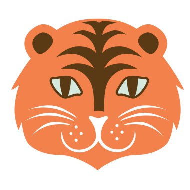 Beyaz arka planda Tiger Face Illustration