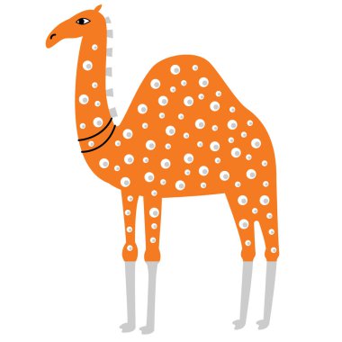 Beyaz arka planda renkli deve illüstrasyon