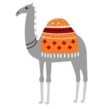 Beyaz arka planda renkli deve illüstrasyon