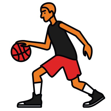 Karanlık arka planda basketbol oyuncusu illüstrasyon