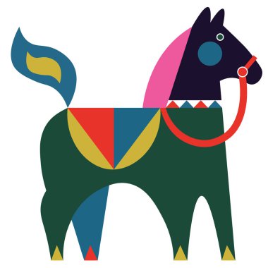 Beyaz arka planda renkli at illüstrasyon