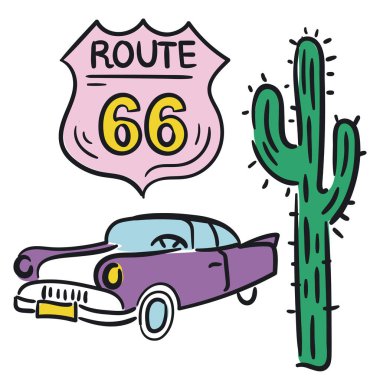 Rota 66 beyaz arka planda çizim