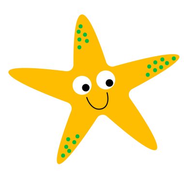 Beyaz arka planda sarı yıldız balığı illüstrasyon