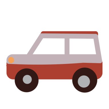 Beyaz arka planda kırmızı araba basit bir illüstrasyon