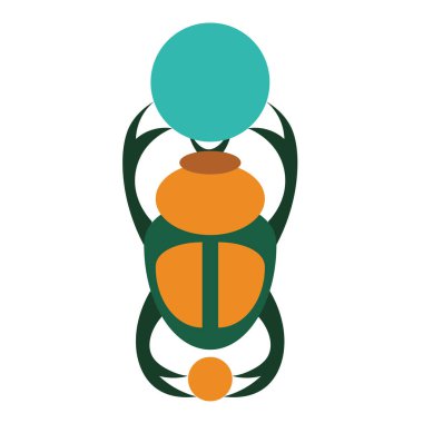 Beyaz arka planda Mısır Beetle basit illüstrasyon