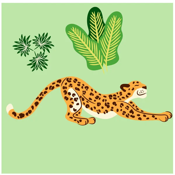 Иллюстрация гепарда на бежевом фоне — стоковый вектор