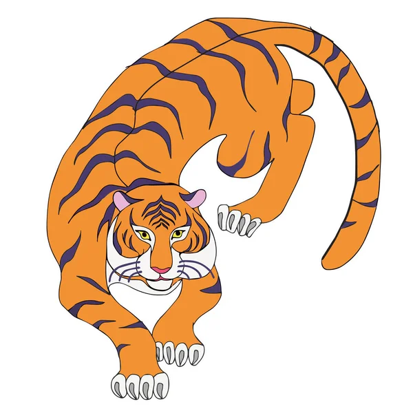 Тигровая иллюстрация на белом фоне — стоковый вектор
