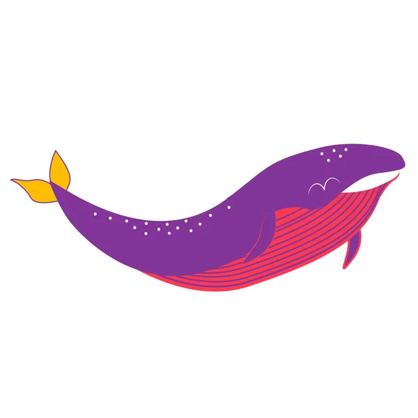 Illustration baleine violette sur fond blanc — Image vectorielle